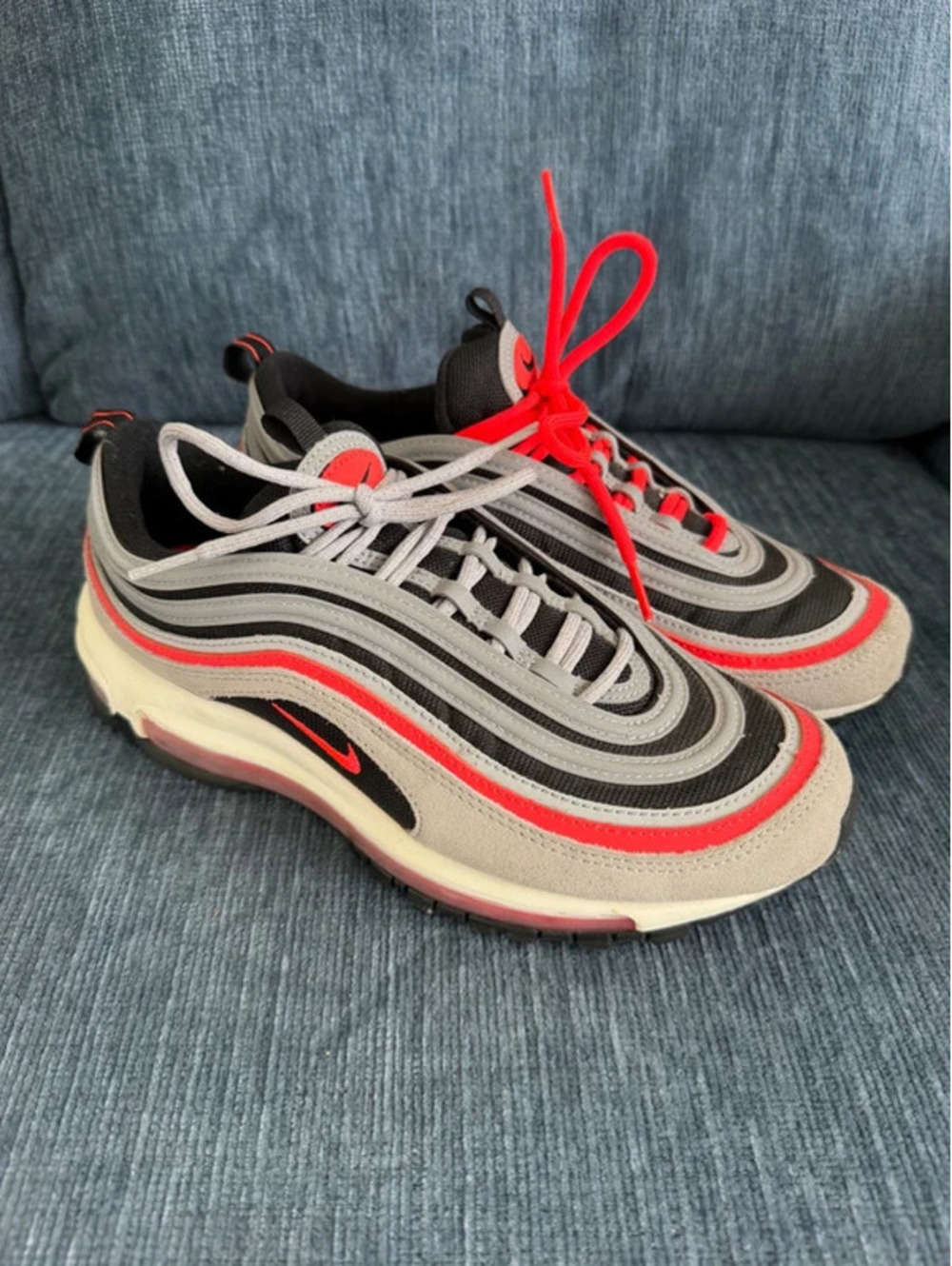 Nike Air Max 97 "Wolf Grey Radiant Red" Men's size 8